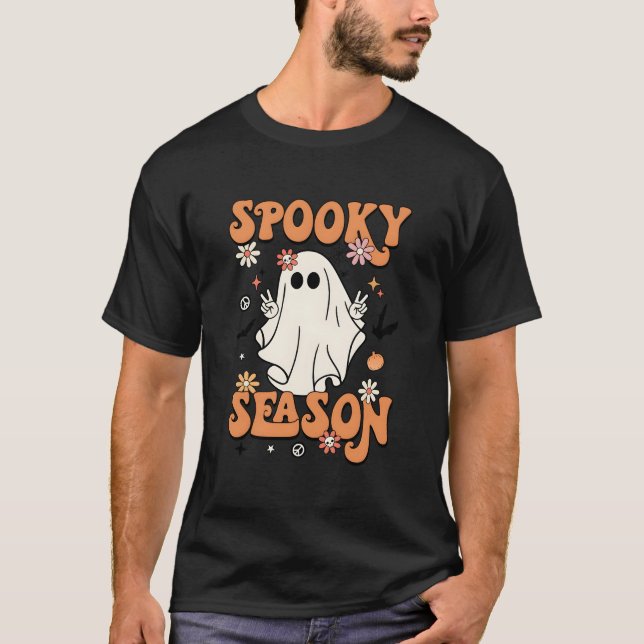 Spooky Season Halloween Py Ghost Pumpkin T-Shirt (Front)