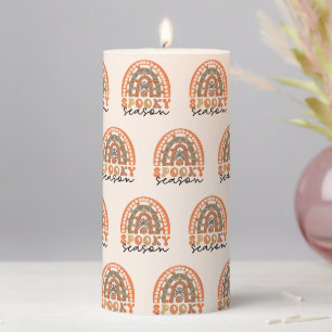 Spooky Season Halloween Rainbow Fall Pillar Candle