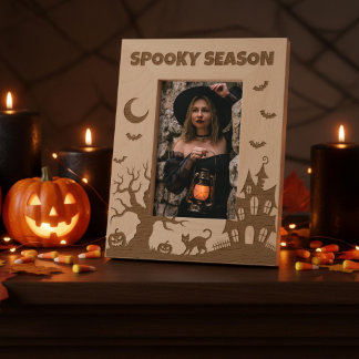 Spooky Season Halloween Scene Engraved Frames