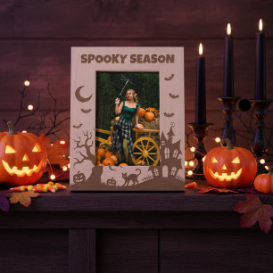 Spooky Season Halloween Scene Engraved Frames