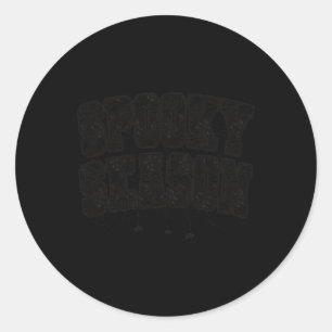 Spooky Season Halloween Spider Webs Varsity Text W Classic Round Sticker