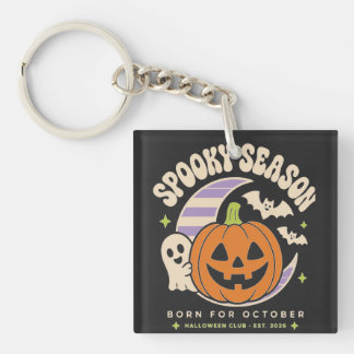 Spooky Season Halloween Sweatshirt Born in October Keychain