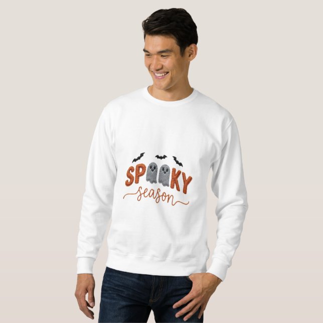 Spooky Season Hand Embroidered Halloween Design Sweatshirt (Front Full)
