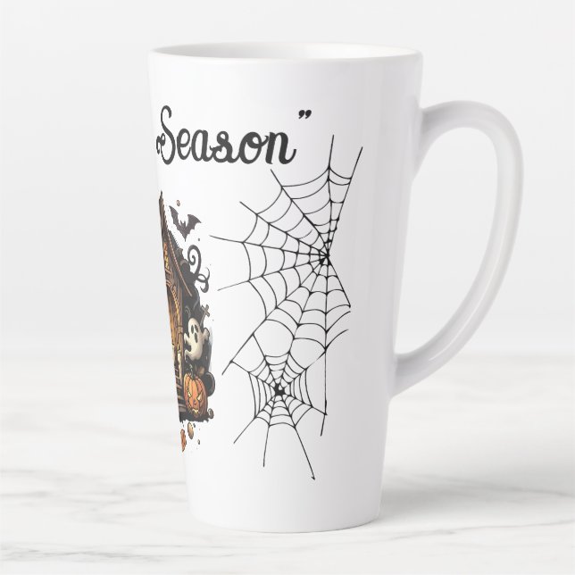 Spooky Season Haunted House Halloween Latte Mug (Right)