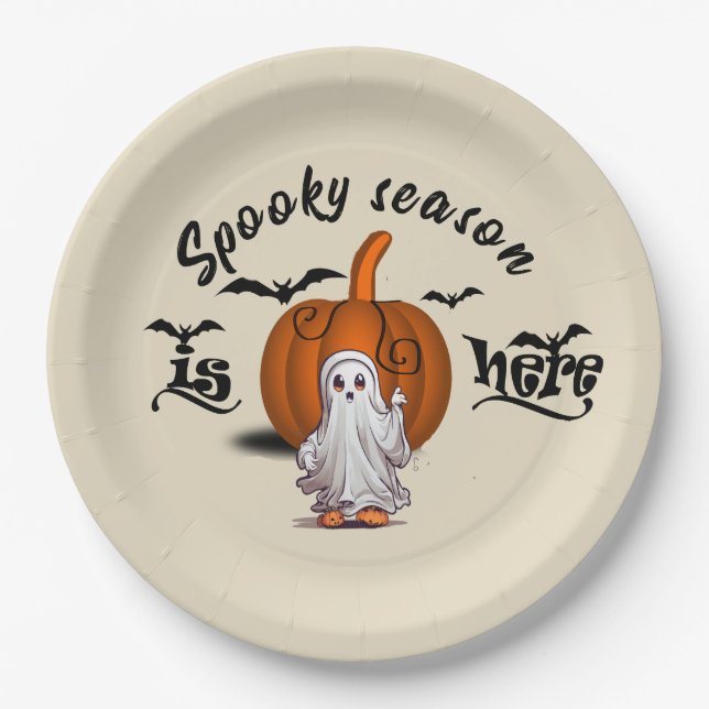 Spooky season is here funny halloween paper plates (Front)