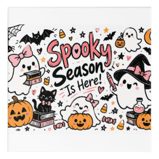 Spooky Season Is Here Halloween Whiteboard Doodle Acrylic Print