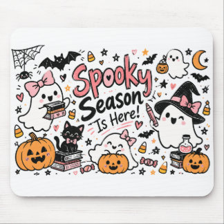 Spooky Season Is Here Halloween Whiteboard Doodle Mouse Pad