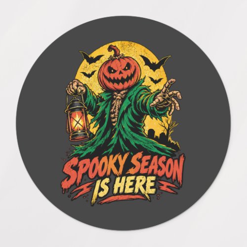 Spooky Season Is Here Pumpkin Head Scarecrow Hallo Labels