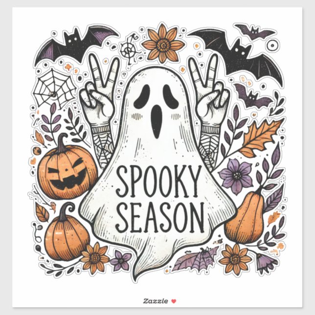 Spooky Season – Peace-Loving Ghost & Autumn Icons  Sticker (Sheet)