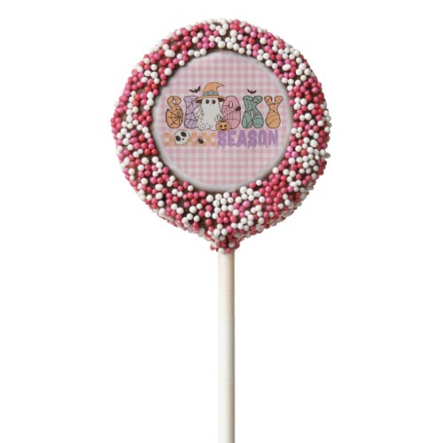 Spooky Season Pink Check Gingham Retro Halloween Chocolate Covered Oreo Pop