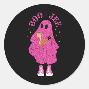 Spooky Season Pink Ghost Halloween Costume Boujee Classic Round Sticker