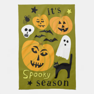 Spooky Season Pumpkins Ghost Bat HALLOWEEN Autumn Kitchen Towel