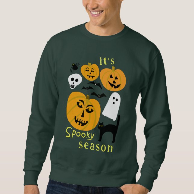 Spooky Season Pumpkins Ghost Bat HAPPY HALLOWEEN Sweatshirt (Front)