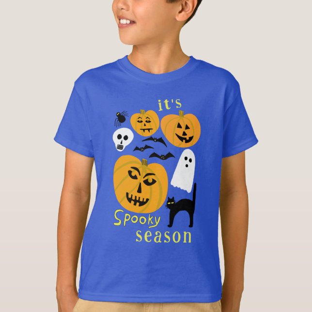 Spooky Season Pumpkins Ghost Bat HAPPY HALLOWEEN T-Shirt (Front)