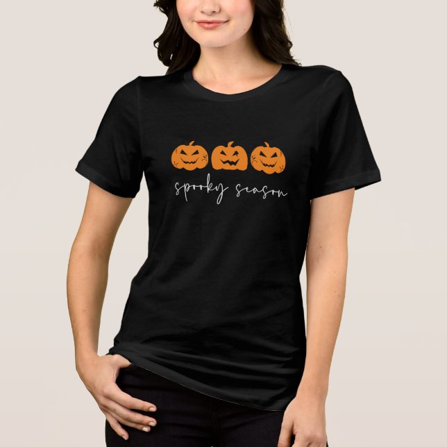 Spooky Season Pumpkins Halloween Tri-Blend Shirt (Front)