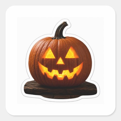 Spooky Season Realistic Jack-o'-Lantern  Square Sticker