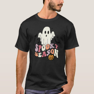 Spooky Season Retro Ghost Happy Pumpkin Halloween T-Shirt