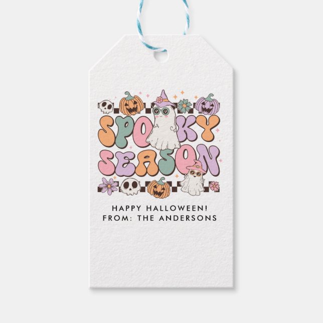 Spooky Season Retro Groovy  Gift Tags (Front)