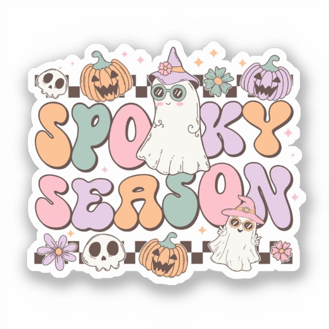 Spooky Season Retro Groovy  Sticker (Front)