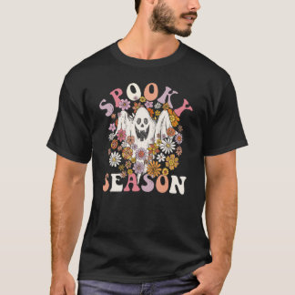 Spooky Season Retro Halloween Cute Ghost Groovy T-Shirt