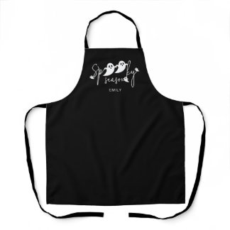 Spooky Season Saying And White Ghosts Halloween Apron