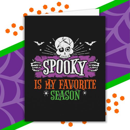 Spooky Season Scary Skeleton Bats Happy Halloween Card