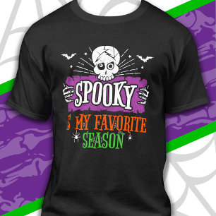 Spooky Season Scary Skeleton Bats Happy Halloween T-Shirt