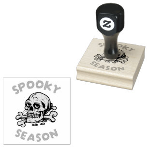 Spooky Season Scary Skull Halloween  Rubber Stamp