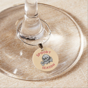 Spooky Season Scary Skull Halloween Wine Charm