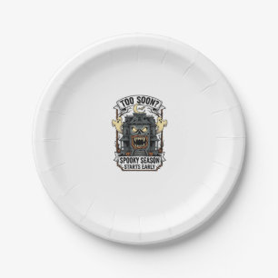 Spooky Season Shirt Vintage Engraving Halloween De Paper Plates