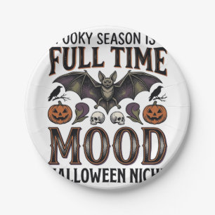 Spooky Season Shirt Vintage Engraving Halloween Gr Paper Plates