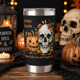 Spooky Season Skull Pumpkin Halloween Insulated Tumbler