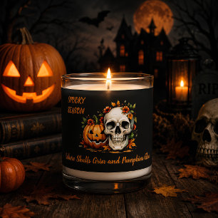 Spooky Season Skull Pumpkin Halloween Scented Candle