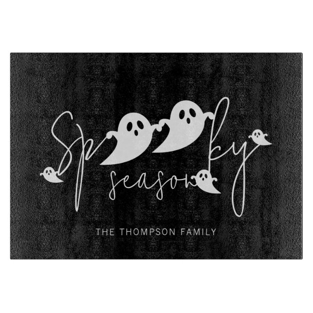 Spooky Season Text And Ghost Silhouettes Halloween Cutting Board (Front)