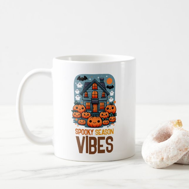 Spooky Season Vibes Coffee Mug (With Donut)