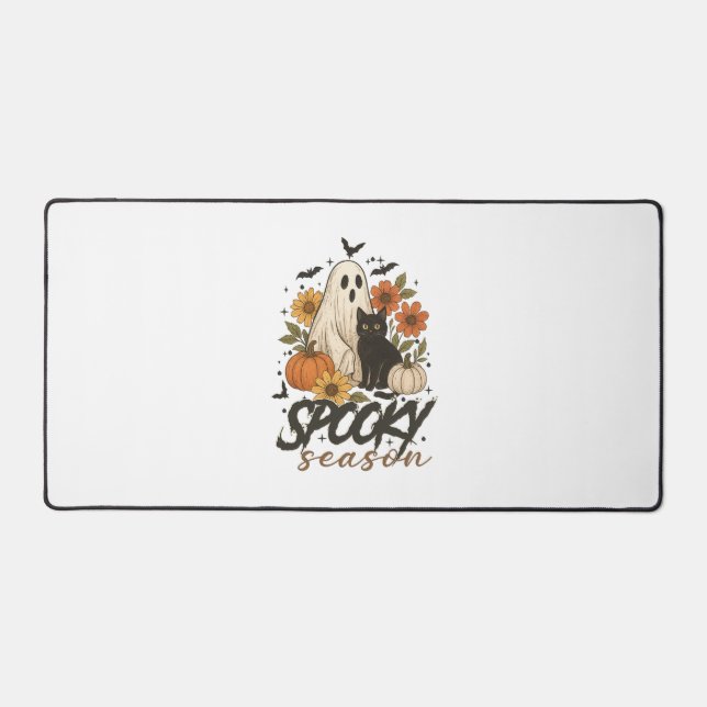 Spooky Season Vibes Ghost Desk Mat (Front)