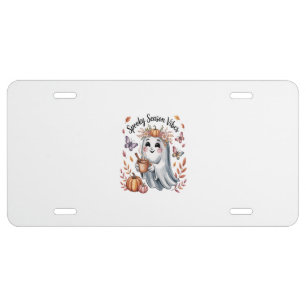 Spooky Season Vibes Ghost License Plate