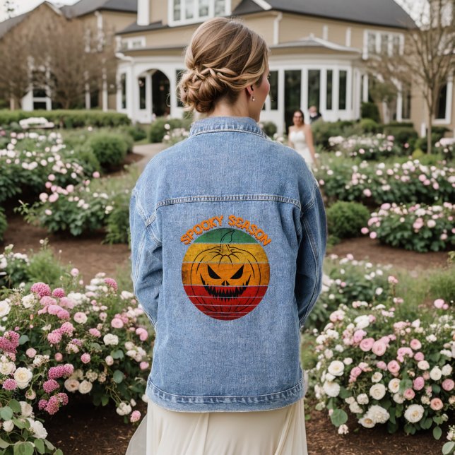 Spooky Season Vintage Denim Jacket (Wedding Back)