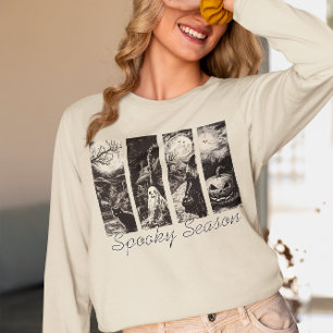 Spooky Season Vintage Halloween Ghost Pumpkin Tri-Blend Shirt