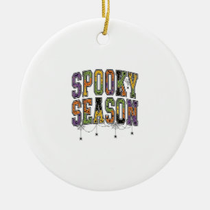 Spooky Season Vintage Halloween Typography Design_ Ceramic Ornament