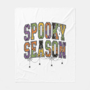 Spooky Season Vintage Halloween Typography Design_ Fleece Blanket