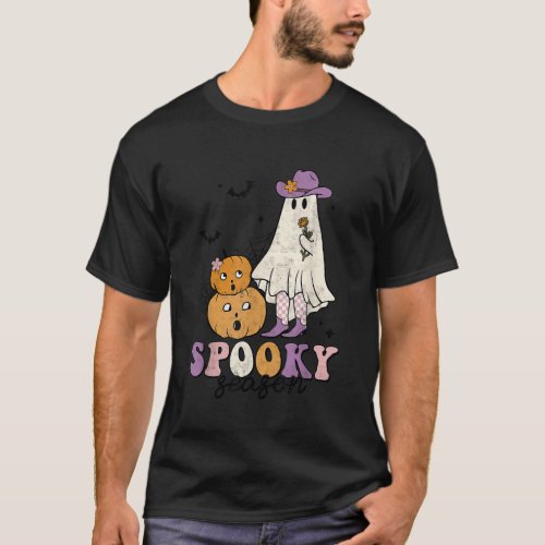 Spooky Season Witch Ghost Groovy Retro Halloween B T_Shirt