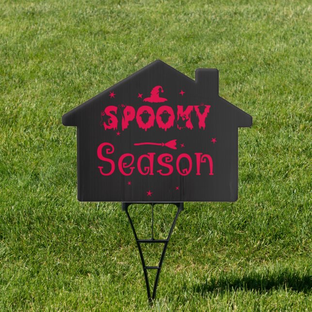 Spooky Season Witch Hat Halloween Yard Sign (Insitu)