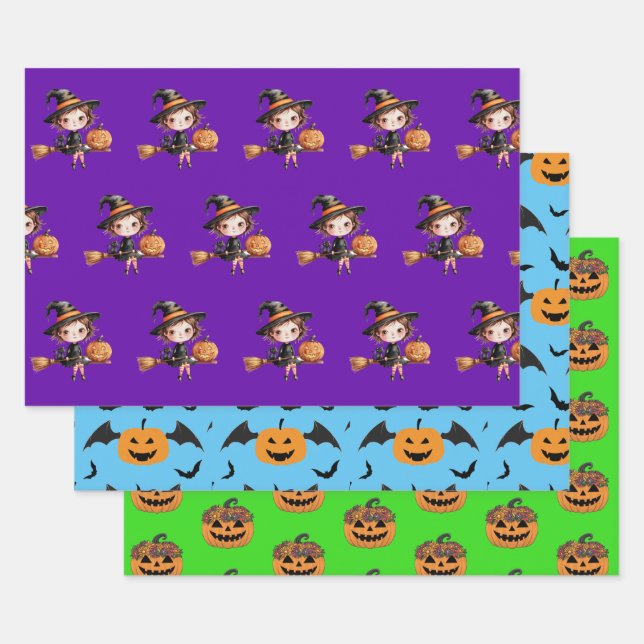 Spooky Season Wrap Halloween Wrap Witchy Wrap Wrapping Paper Sheets (Set)