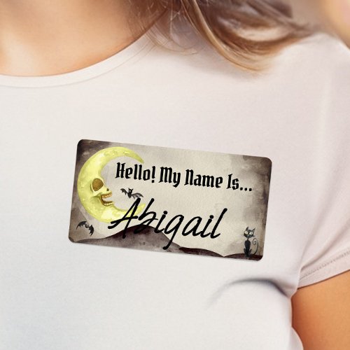 Spooky Sepia Halloween Hello My Name Is Name Tags
