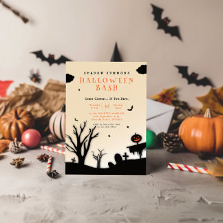 Spooky Silhouette Haunted Graveyard Halloween Invitation