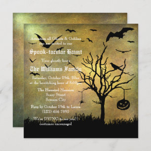 Spooky Silhouettes Grungy Halloween Invitation