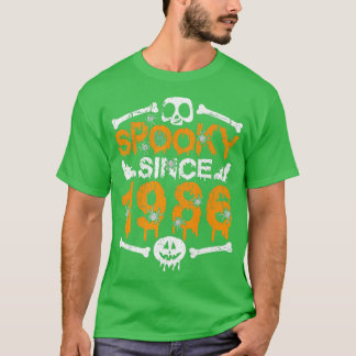 Spooky Since 1986 Scary Skeleton 36th Birthday Hal T-Shirt