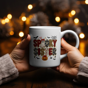 Spooky Sister Halloween   Leopard Print Mix Coffee Mug