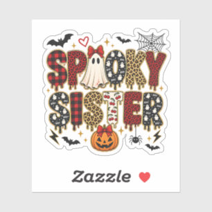Spooky Sister Halloween Leopard Print Mix Sticker